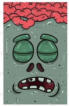 僵尸人脸卡通人物的睡梦中表现.壁纸、封盖、标签及包装设计.