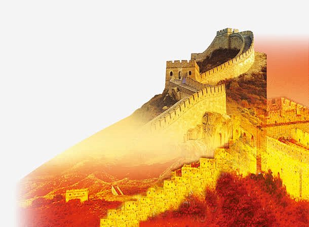 金色长城装饰图案高清素材图案装饰设计金色长城元素免抠png设计图片