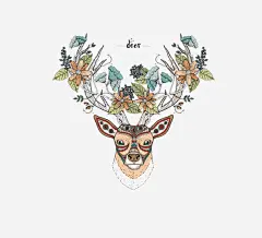 梅花鹿胸前印花图案ai免抠素材_新图网 https://ixintu.com 花朵 梅花鹿 唯美 印花 动物 精良 精美 设计感 服装设计 T恤 logo