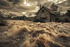 春汛大水城市灾害摄影图