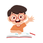 小男孩举手学习