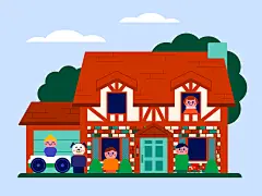 Fisher Price Play Family House - Tudor character cute fisher price fun happy house illustration kids little people retro toy vintage