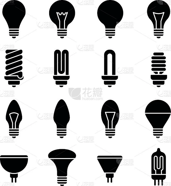 灯泡和led灯矢量图标素材-花瓣网