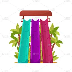 水滑道,夏天,矢量,乐趣,绘画插图,平衡折角灯,儿童,放松,活动