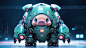 可爱的小猪绿色铠甲战士IP数字艺术（非企业商用）