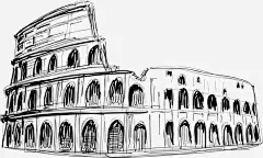 手绘罗马斗兽场免抠素材 平面电商 创意素材 png素材