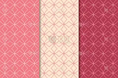 樱桃红几何图案。无缝模式集