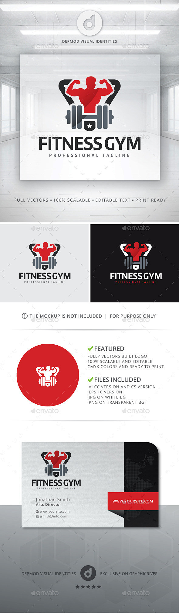 健身房的标志——人类标志模板Fitnes...