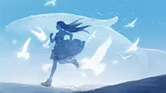 为一位做音乐的朋友画了pv的插图，感兴趣可以油管听一听：
ときのこえ / Islet feat.Sando Aoi
O网页链接 ​​​​