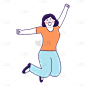 手绘笑脸女孩跳开学季元素贴纸 