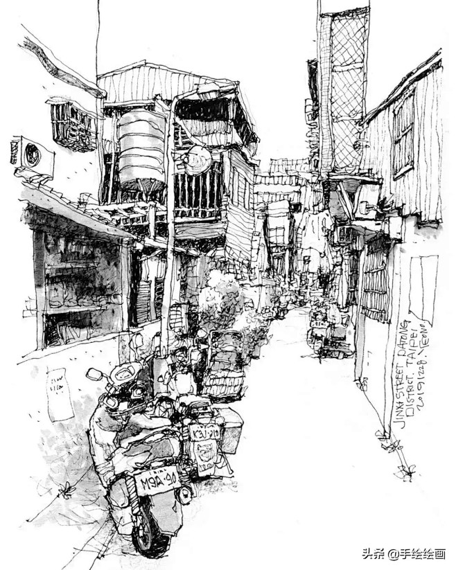 一组不错的钢笔画风景速写表现街道小巷传递温暖书送未来教育微头条