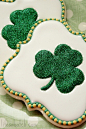 St. Patrick’s Day shamrock cookies, glittered shamrocks
