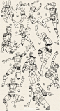 100个人体方块人练习插画图片壁纸