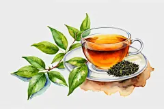 温馨手绘清新清香可口茶叶图片插画