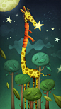 Gigi The Gigantic Giraffe : Gigi, the gigantic giraffe got the munchies. And stars are her super-snack, they make her shine and sparkle inside.Illustration designed for Paperwoods, will be sold as limited edition print.