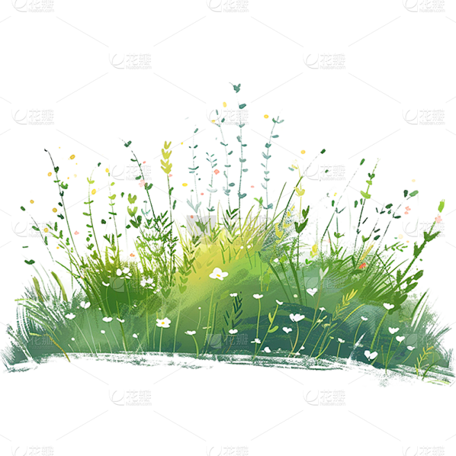 风光通用插画草地元素素材
