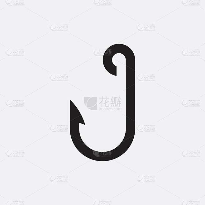 鱼钩标志设计概念模板。完全可编辑的矢量”...