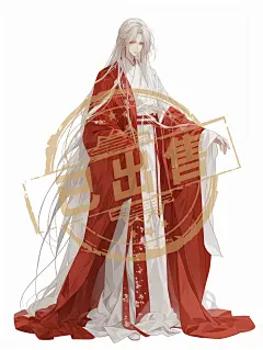 红衣白发古风男立绘 - 小红书
