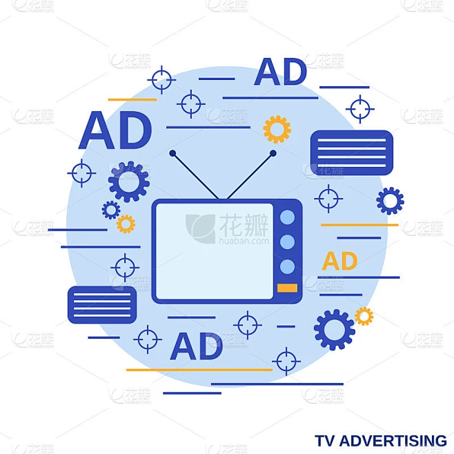 TV advertisement vector concept素材-花瓣网