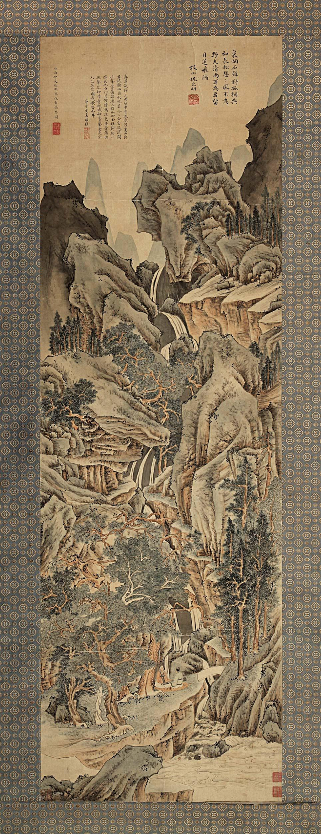 文徵明绝壑鸣琴图癸酉仲夏徵明写绝壑鸣琴图右上祝允明题人物山水立轴