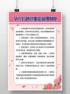 风色卡通孕产妇急危重症管理制度海报