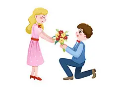 520插画素材情人节情侣求婚送花浪漫七夕节日PNG素材