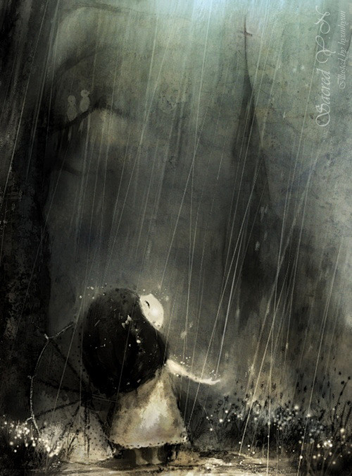画、插画、雨
