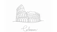 简单风手绘地标建筑斗兽场线稿矢量素材