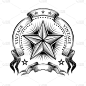 Engraving star in the center of round ribbon top i