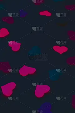 浪漫的垂直背景为节日装饰的所有情侣。极简主义的深黑色背景与心