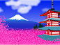 Mt. Fuji & Cherry Blossom/Japan Landscape Illustration mt. fuji landscape illustration japan photography art vector illustrator design illustration