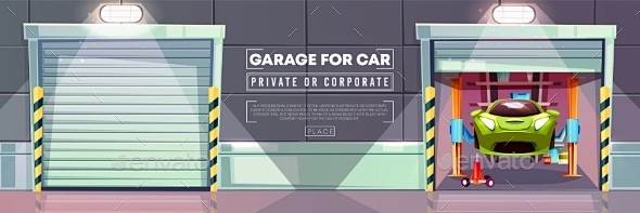 车库修理站-杂项矢量Car Garage...