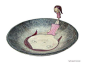 盘子里的女孩儿，法国艺术家Nathalie Choux的陶艺作品。