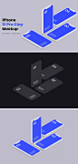 高品质的多角度2.5D等轴等距iPhone 12 Pro APP UI样机展示模型mockups