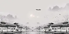 水墨中国风江南水乡旅游广告海报背景 淡雅 西塘乌镇 背景 设计图片 免费下载 页面网页 平面电商 创意_3802974610