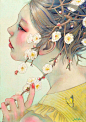 日本艺术家平野实穗的“花鸟风月” 。