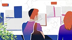 扁平化科技办公插画 【酷图网】扁平化,炫彩,渐变,科技,电子商务,办公,创意,人物,建筑物,未来科技,设计图案,VR