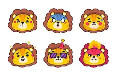 手绘老虎表情包矢量图设计素材