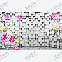 墙砖背景墙 【酷图网】牡丹花,电视背景墙,壁画,装饰画,酒店墙画,背景墙,电视墙,墙面装饰,壁纸,客厅,卧室,玄关,走廊,书房,墙贴,3d立体背景墙