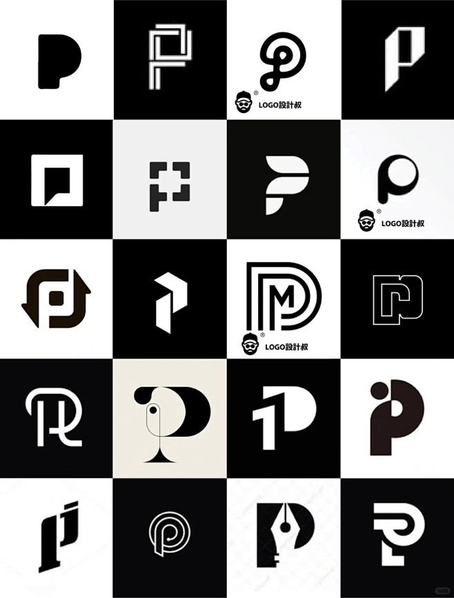 灵感采集⭐300个字母P元素图形logo...