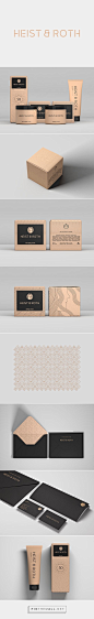 Heist & Roth packaging branding on Behance via Robinsson Cravents curated by Packaging Diva PD. Heist & Roth is a high-end brand specializing in skin care and beauty products.