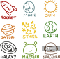 Kids style space related doodle icon set创意图片素材 - DigitalVision Vectors