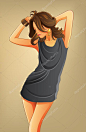 性感的女人为你的时装插画的短衣服的插图