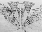 Conceptual drawings and studies, Quy ho : These are my architectural drawings over the last 2 months. some are studies from real buildings and the rest are conceptual. All done with ball point!