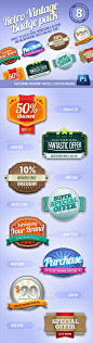 8 Retro Vintage badges - GraphicRiver Item for Sale