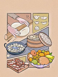 生活插画 | 分镜 | 原创 | 过年吃饺子