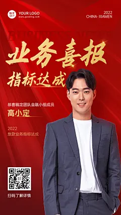 金融保险业绩表彰喜报贺报红金风人物海报