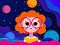 Dream uran affinity designer color blue deep star childhood children child kid dream space universe earth global planet people girl character illustration