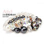 Alia5彩绘珠水晶珍珠手链（黑白版）～限量 不对称 原创日本串珠_酷贝街