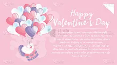 心形气球和情人节快乐的情书。为情人节明信片设计。